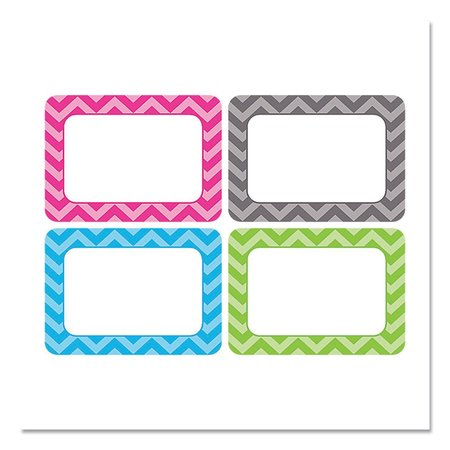 TEACHER CREATED RESOURCES All Grade Self-Adhesive Name Tags, 3.5 x 2.5, Chevron Border Design, Assorted Colors, PK36, 36PK TCR5526